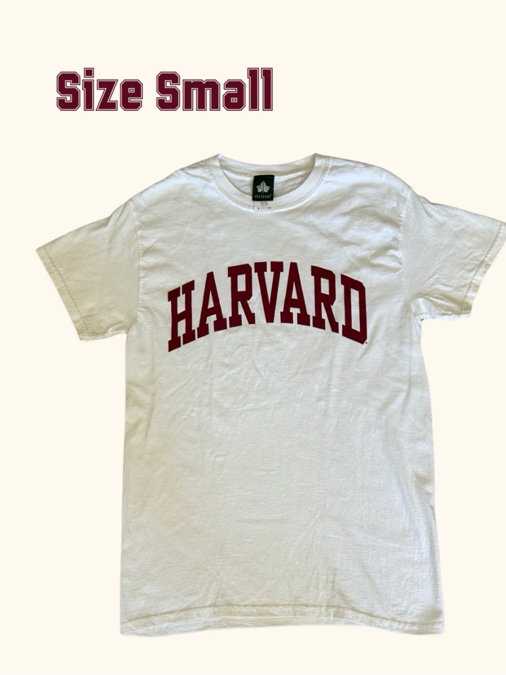 Harvard White Tee with Crimson Logo Small Short Sleeve